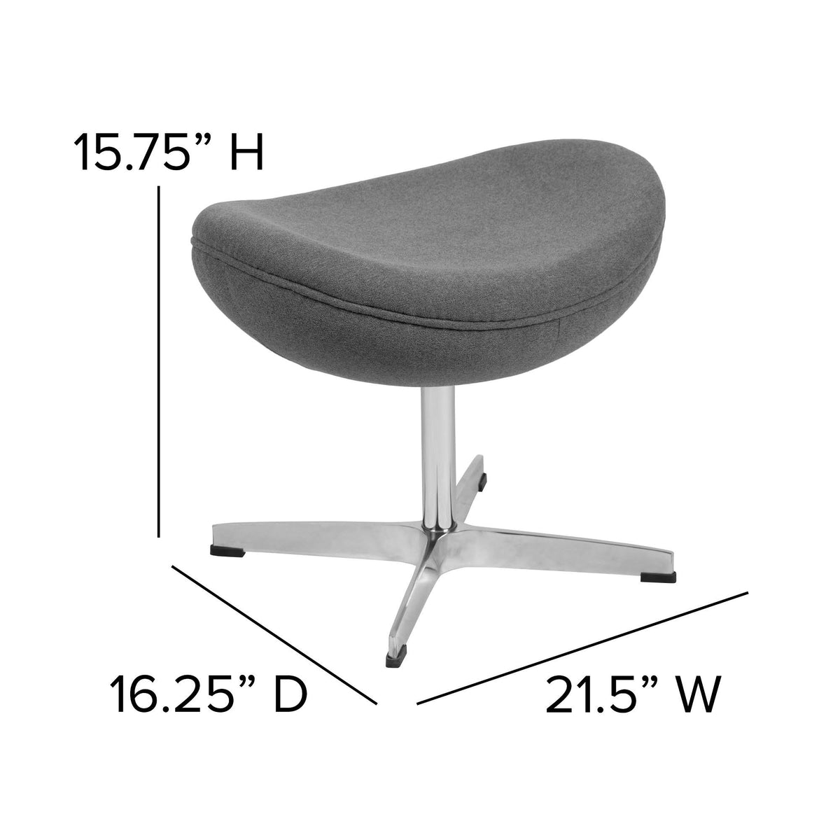Gray Fabric Saddle Wing Ottoman D691
