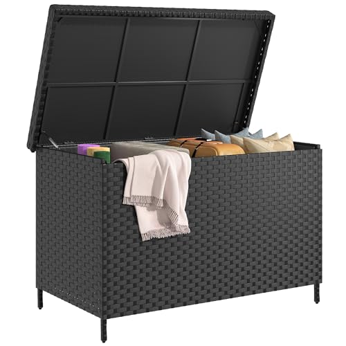 230 Gal Black All-Weather Wicker Outdoor Storage Box M647