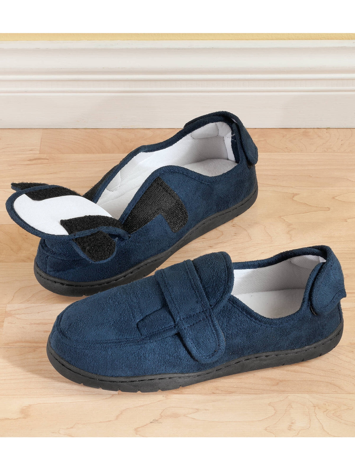 Navy Blue Memory Foam Slippers J5819