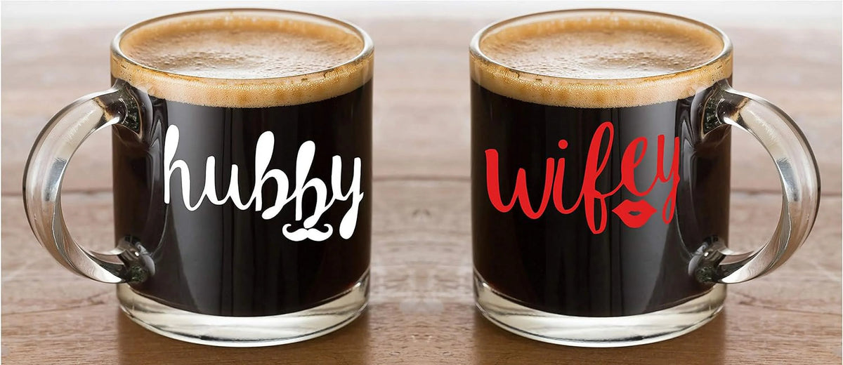 13 Oz Glass Coffee Mug Couples Sets B948