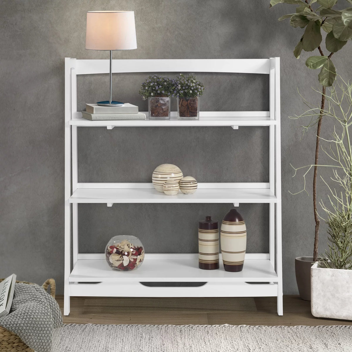 Mid Century White Shelving Unit C383605