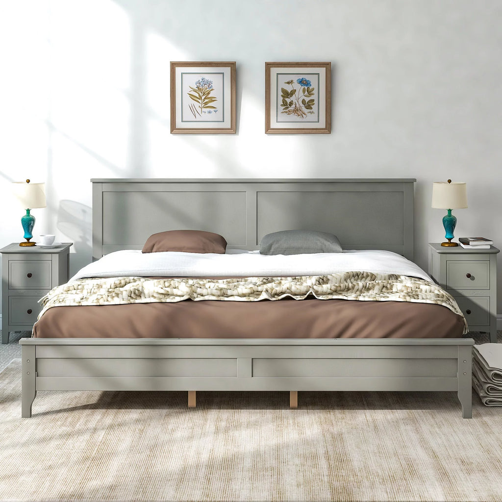 Solid Wood King Platform Bed N320