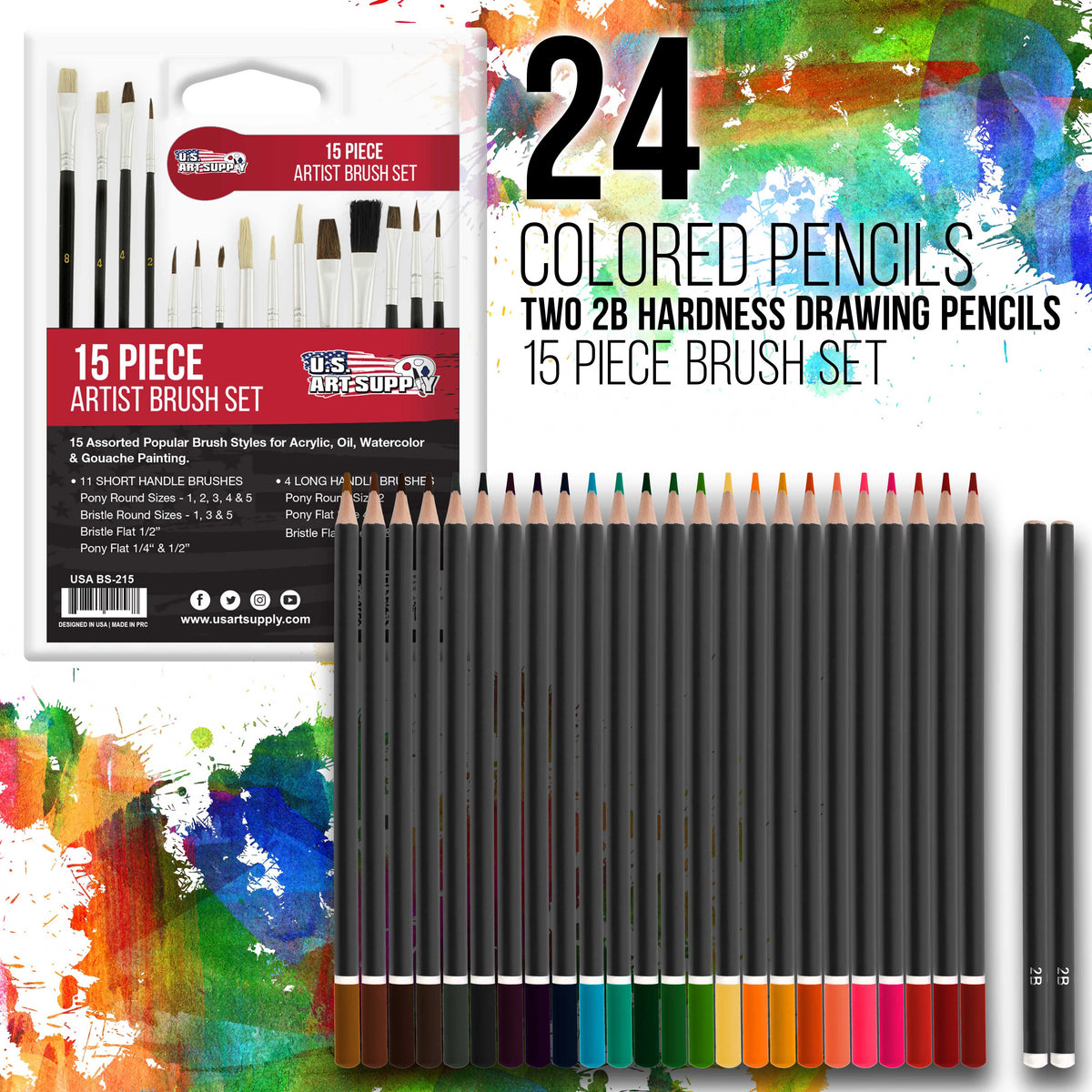 162-Piece Wood Box Art Painting and Drawing Set Y9543