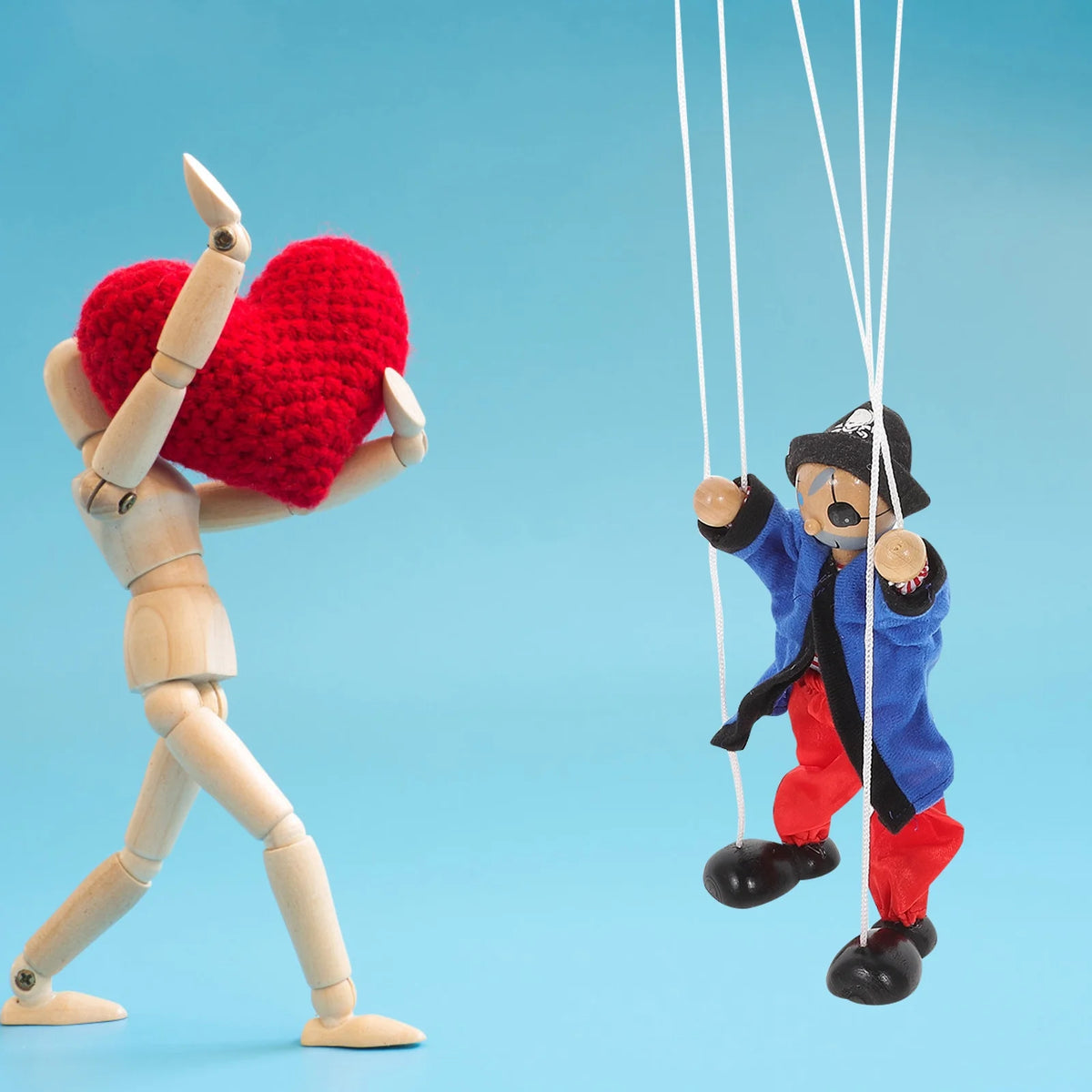 Wooden Pirate Marionette Interactive Toy Puppet B617354