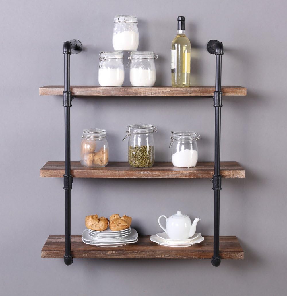 31.5-Inch Industrial 3-Shelf Metal Bookcase W6684