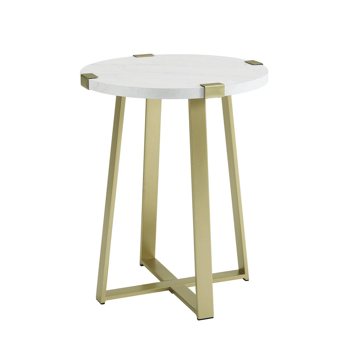 White Faux Marble Round Side Table O80847