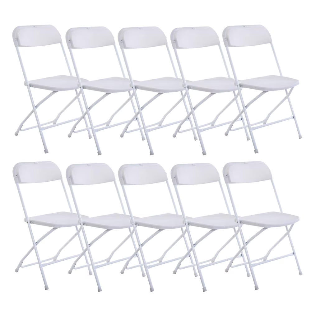 10 Pack White Stackable Plastic Folding Chairs F262