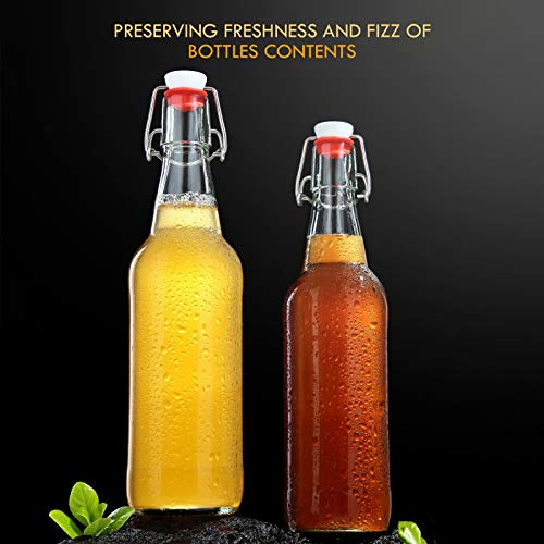 Clear Glass Beer Bottles with Swing Cap 16 oz Case of 6 J525