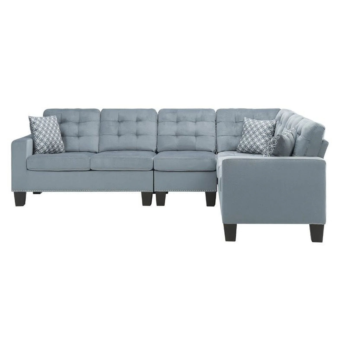 Gray Microfiber Reversible Sectional R396