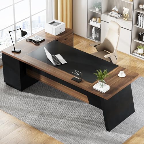 78" L-Shaped Desk with Drawers and File Cabinet H167849