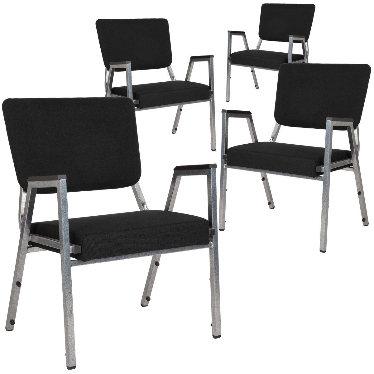 4 Pack Black Antimicrobial Fabric Bariatric Medical Reception Arm Chair F6711