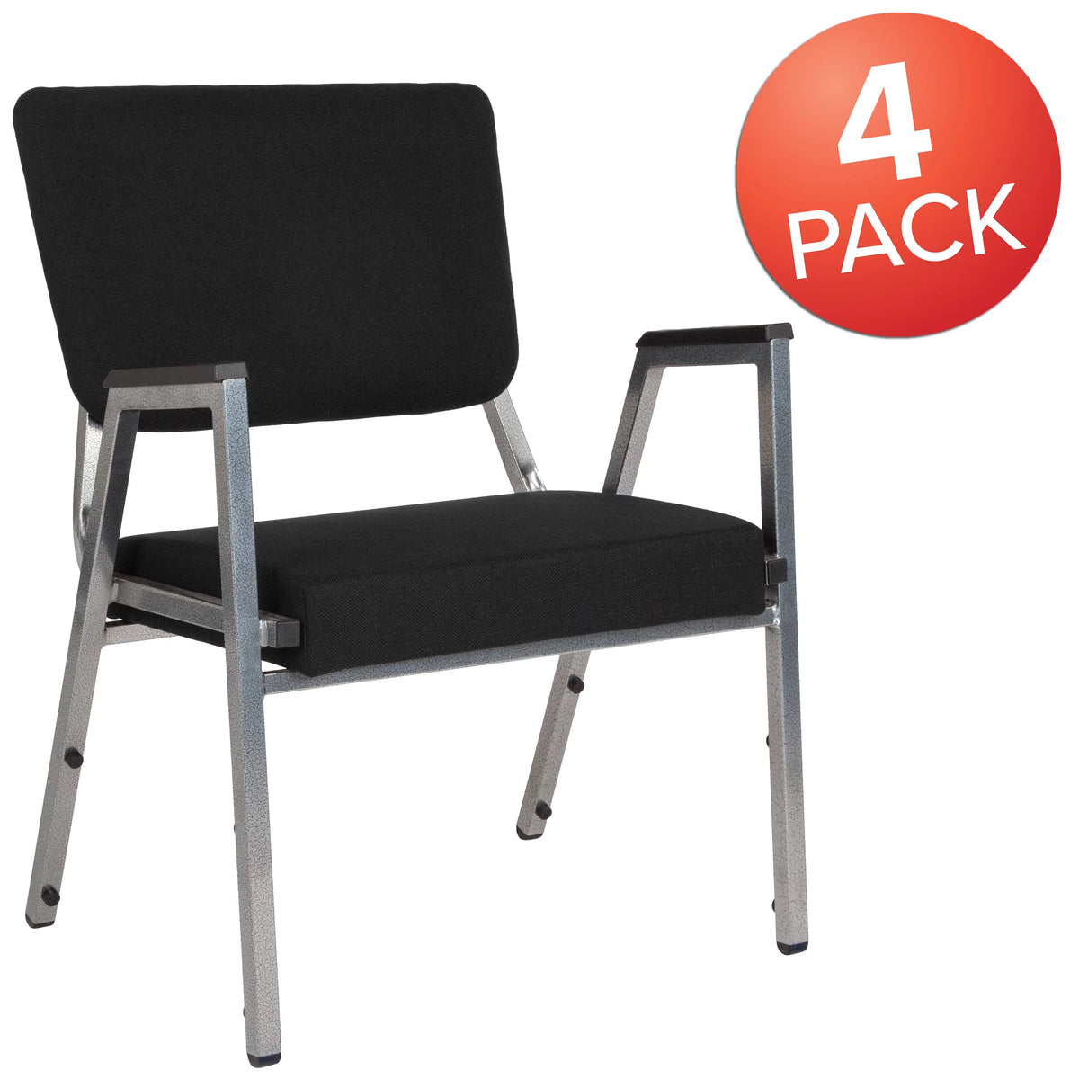 4 Pack Black Antimicrobial Fabric Bariatric Medical Reception Arm Chair F6711