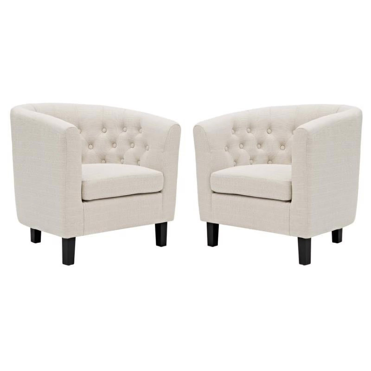 Beige 2 Piece Tufted Polyester Fabric Arm Chair Set Z12273