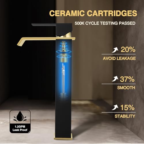 Black and Gold Single-Handle Bathroom Sink Faucet F8290