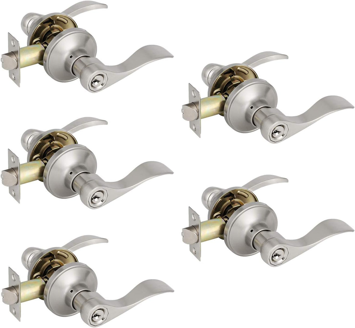 6 Pack Non-Locking Satin Nickel Door Lever Set H24114