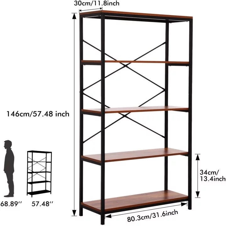 5-Tier Wood and Metal Bookshelf A643