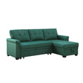 Green Linen Reversible Sleeper Sectional Sofa with Storage Chaise V254851