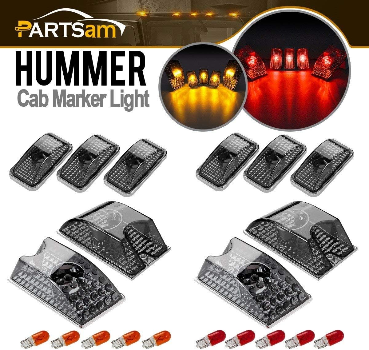 Smoked Housing Cab Roof Lights with T10 Halogen Bulbs H797988
