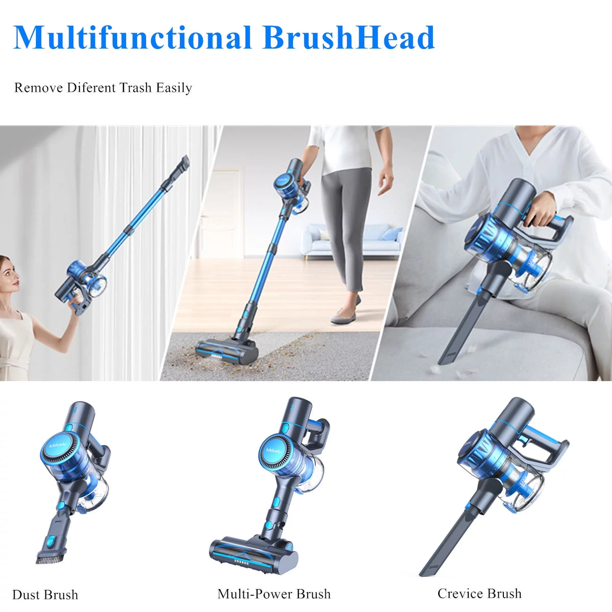 Cordless Stick Vacuum Cleaner Blue W393