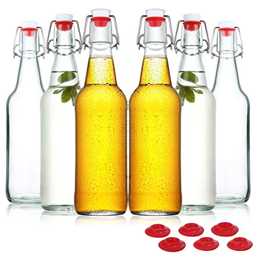 Clear Glass Beer Bottles with Swing Cap 16 oz Case of 6 J525