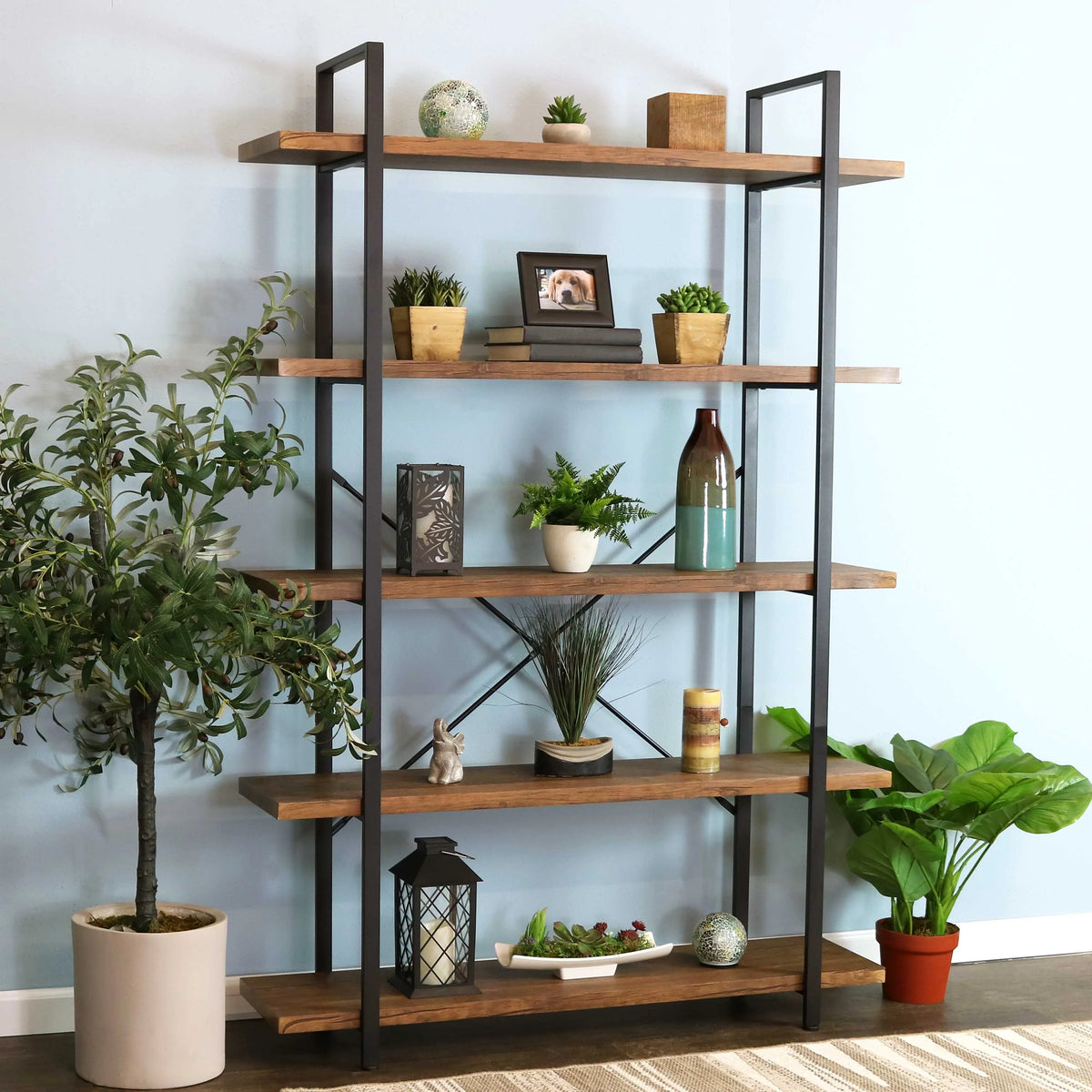 5 Shelf Wood Veneer Bookshelf H438