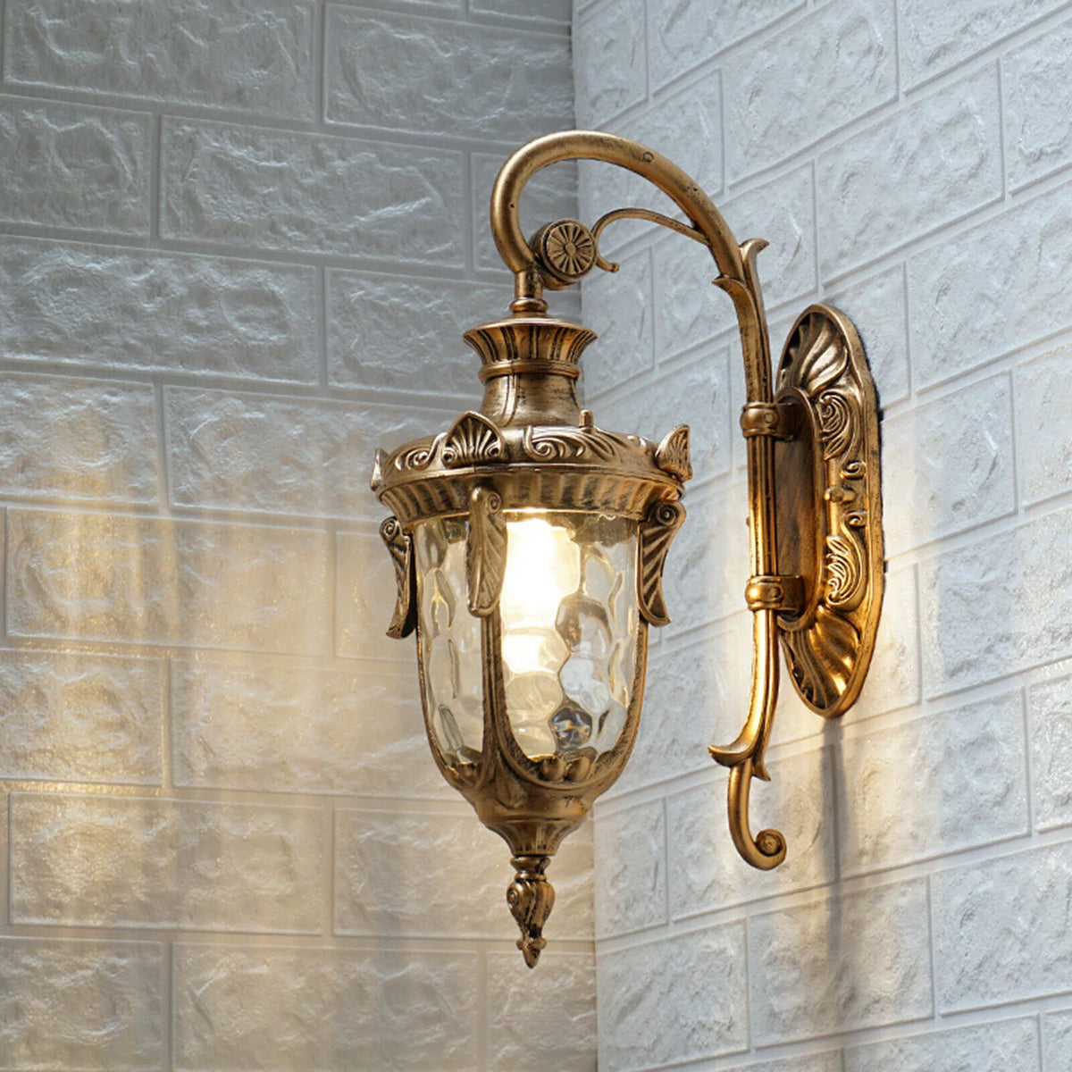 Antique Wall Light Lantern Sconce Glass Lampshade D47183