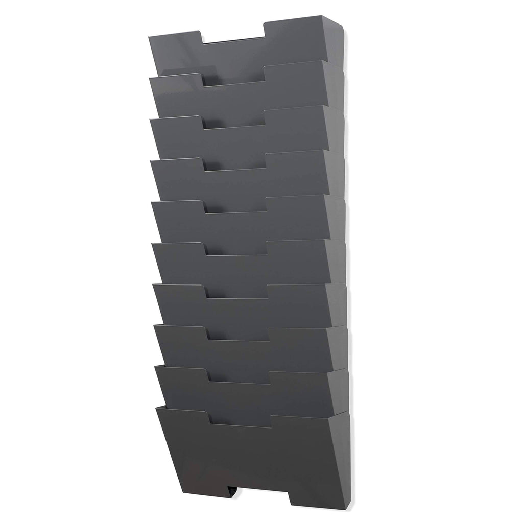 Gray Wall Mount Steel Vertical File Organizer 10 Sectional Modular T755344