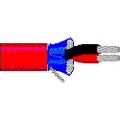 Shielded Multipair Cable, 1 Pair, 22 AWG, 100 ft, 300V, Red P4379