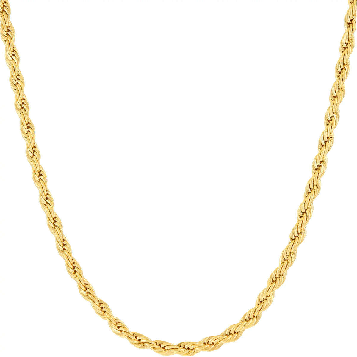 3mm Rope Chain Necklace 24k Real Gold Plated E459