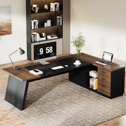 78" L-Shaped Desk with Drawers and File Cabinet H167849