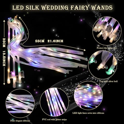 Light up Wedding Wands with Ribbons & Bells F83178