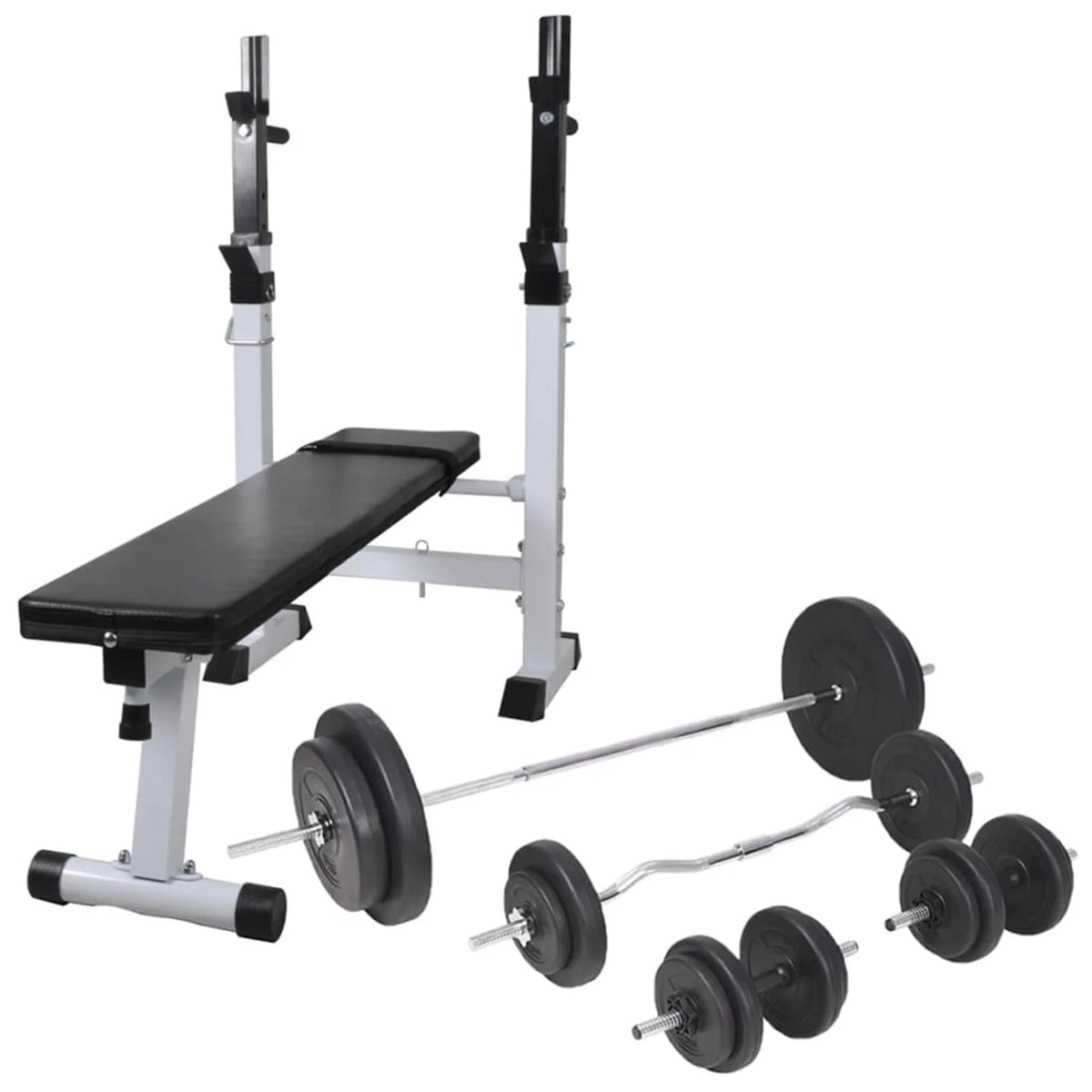 Workout Bench with Weight Rack, Barbell and Dumbbell Set 264.6 lb D9772
